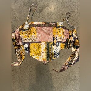 Patchwork Floral Tie-Back Top